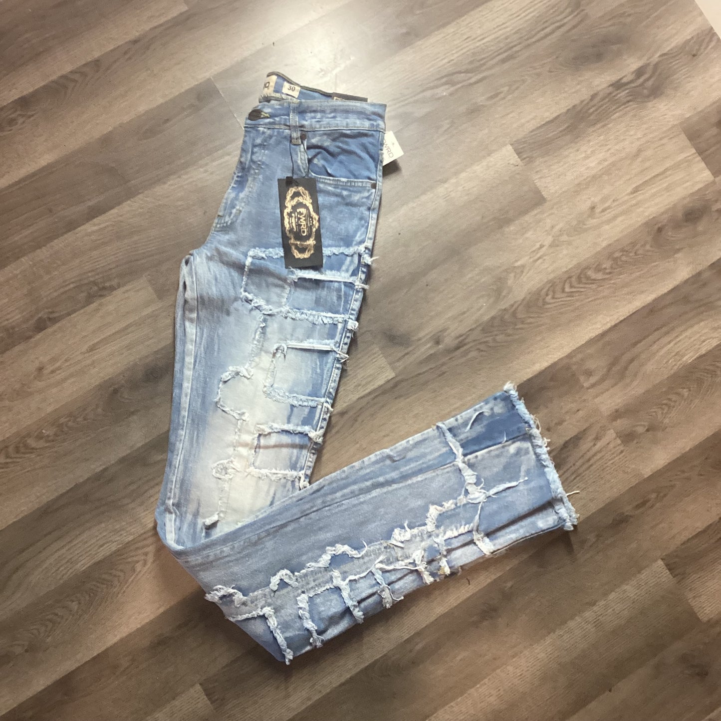 KIDS DISTRESSED STACK JEANS
