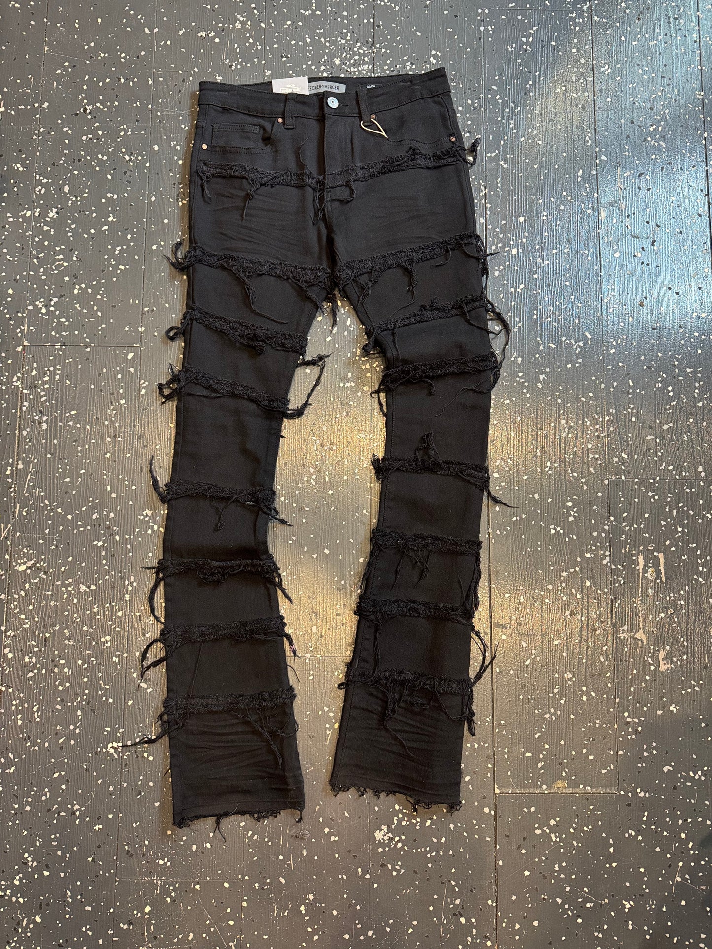 Black stacked jeans