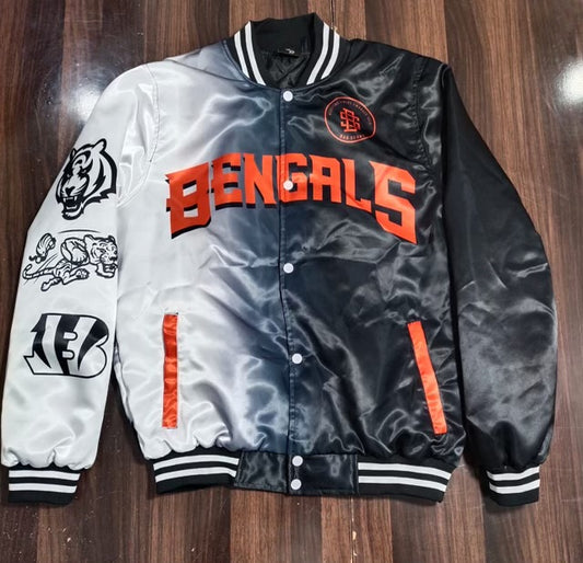 White & black custom Bengals jacket