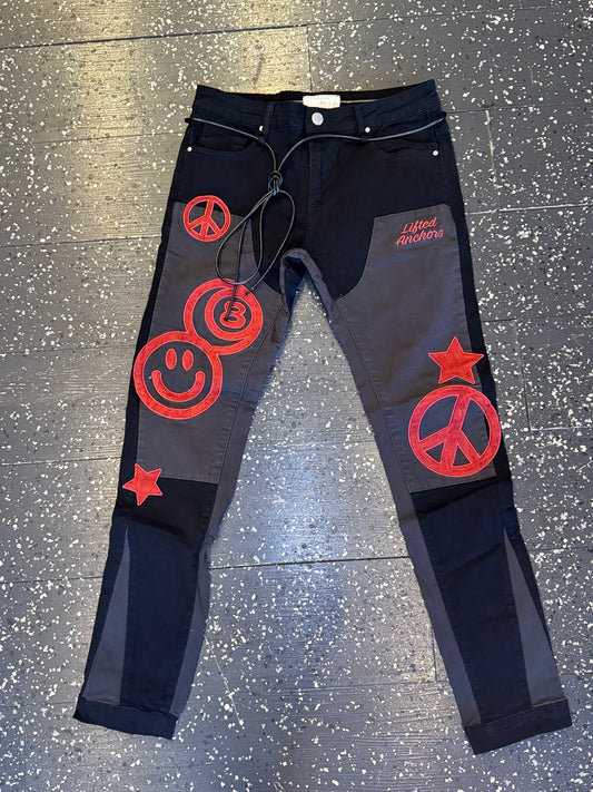 Lifted anchors black/red jeans